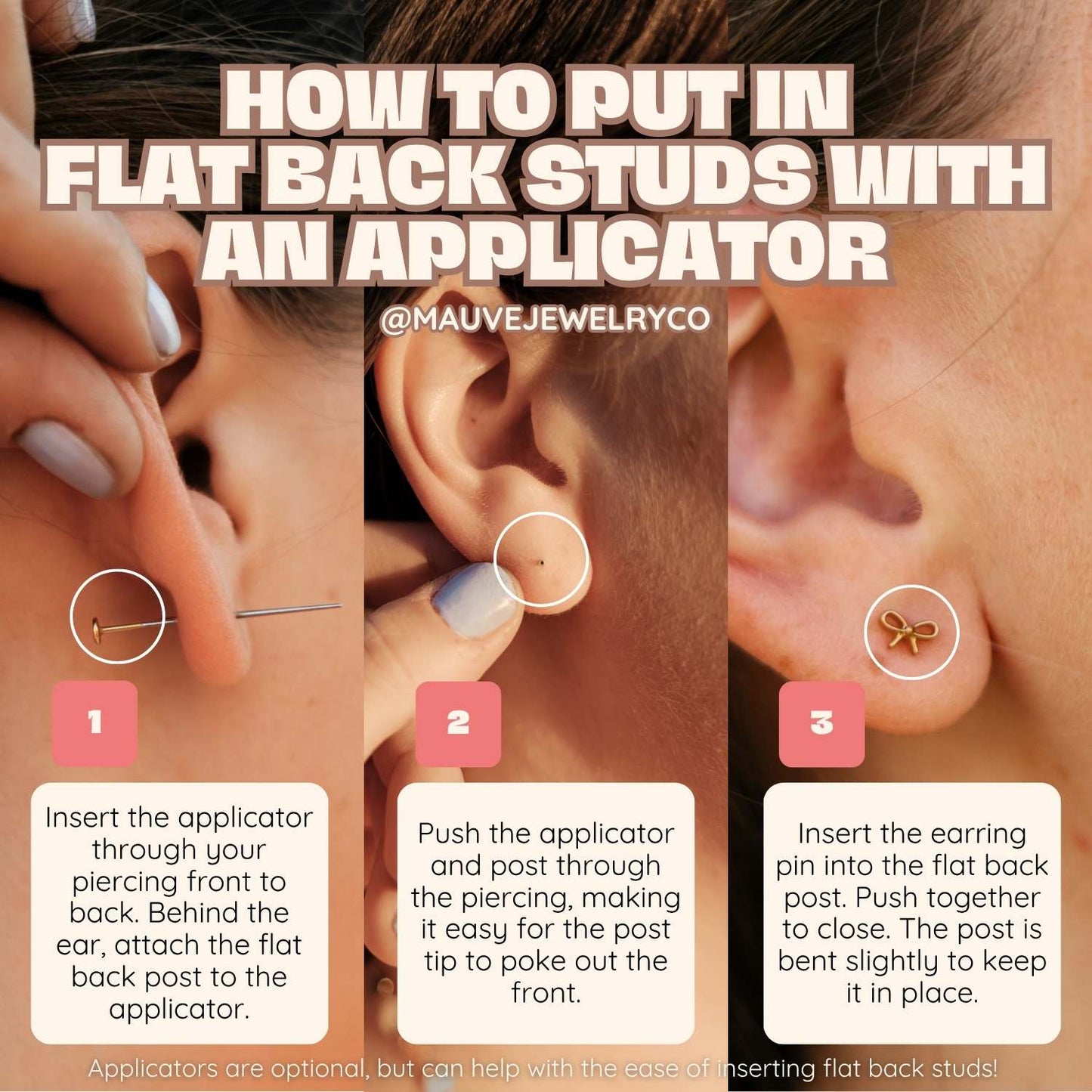 Bow Flat Back Studs