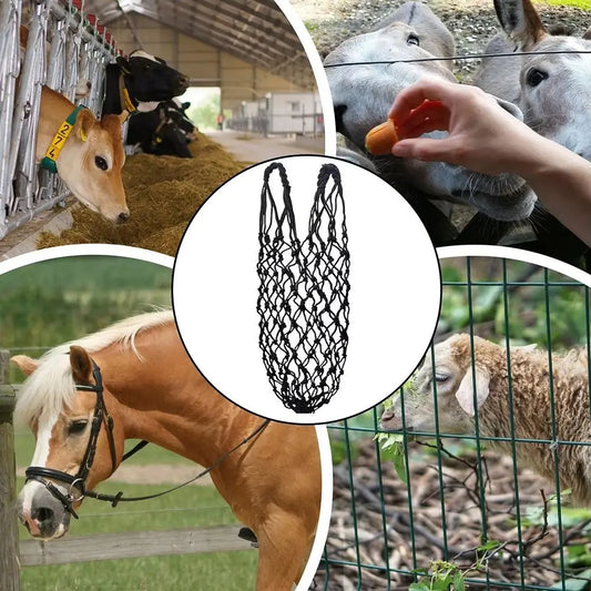 2 Pcs/Set Polyester Slow Feed Hay Net Hanging Large Capacity Horse Hay Bag 40inch Hay Feeder Bag Equestrian Accessory