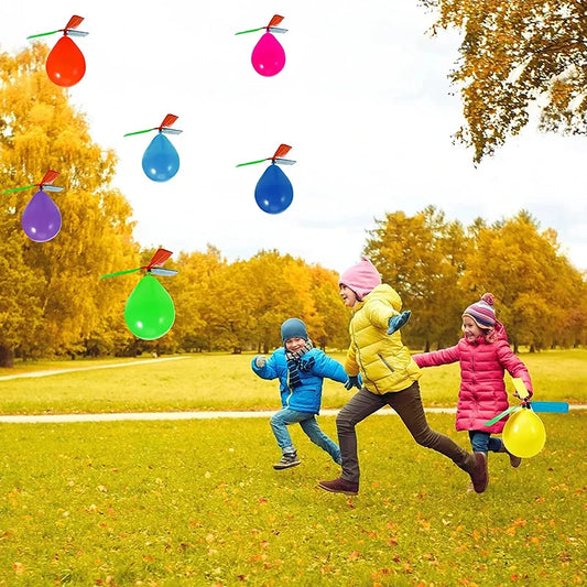 6 Pcs Air Balloon Helicopter Toy - Funny Balloon Ortable Outdoor Helicopter Flying Kids Birthday Party Childrens Day Game