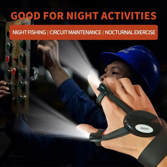 New charging fishing gloves with lights, flashlight camping lighting, two finger black outdoor night running light, hook fishing