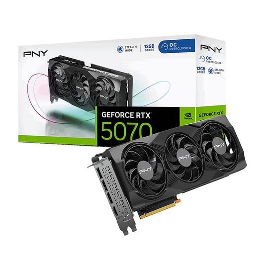 PNY NVIDIA GeForce RTX 5070 Overclocked Triple Fan 12GB GDDR7 PCIe 5.0 Graphics Card