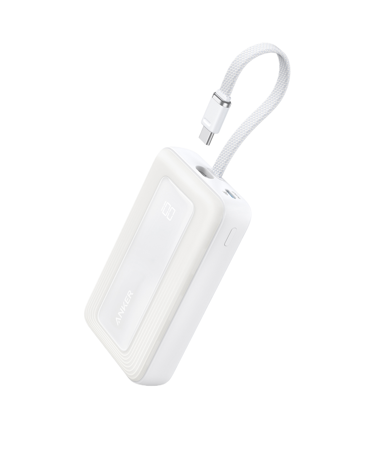 Anker Zolo Power Bank (10K, 30W) with a 5.4-inch (13.7 cm) built-in USB-C cable.