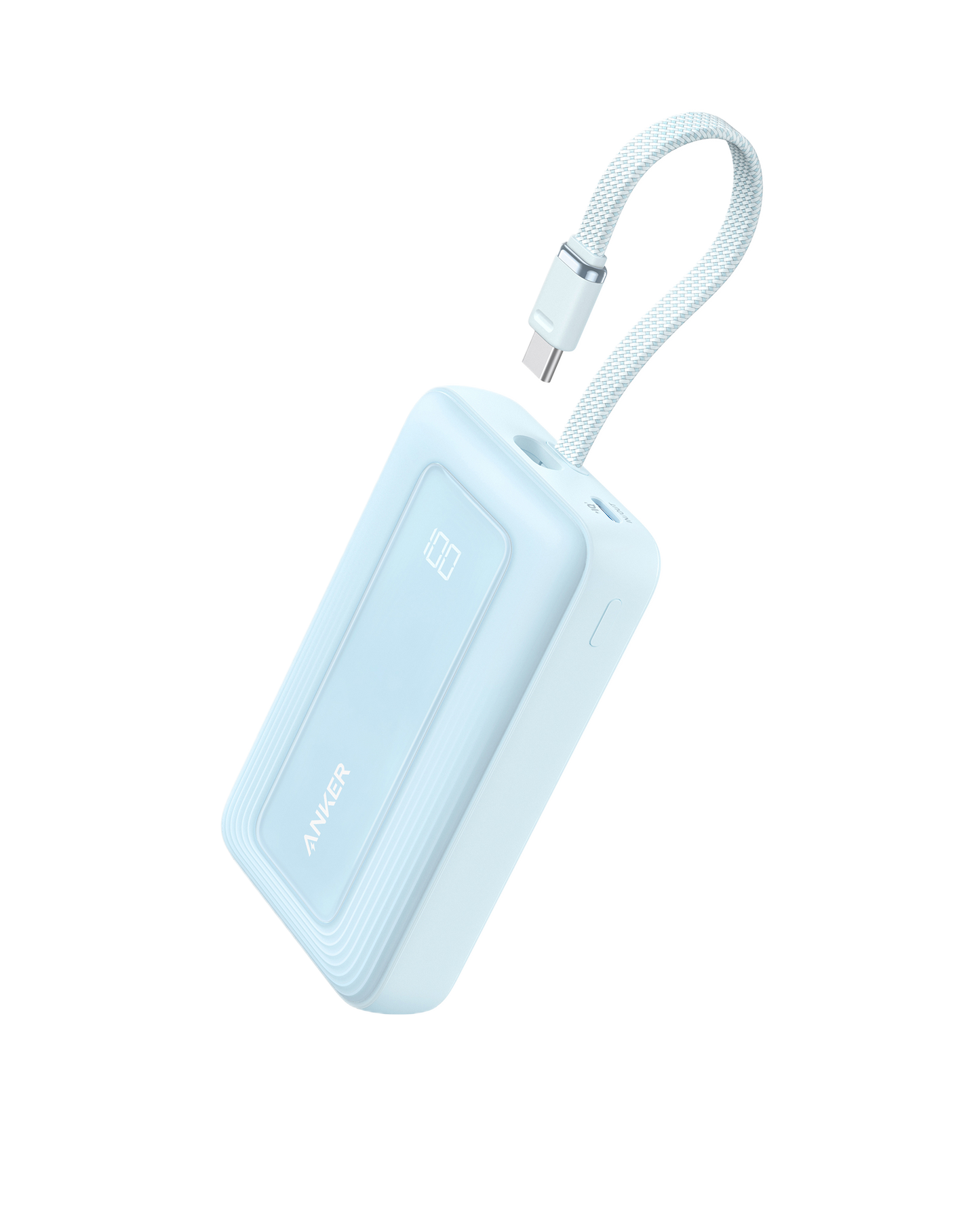 Anker Zolo Power Bank (10K, 30W) with a 5.4-inch (13.7 cm) built-in USB-C cable.