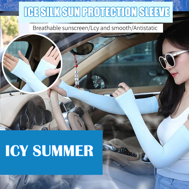 1 Pair Cycling Arm Sleeves Sun UV Protection Long Fingerless Gloves Running Fishing Ridding Golf Game Outdoor Sport Hand Warmers