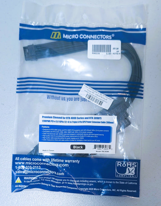 Premium Micro Connectors Sleeved Cables for RTX 4000 & RTX 3090 Ti