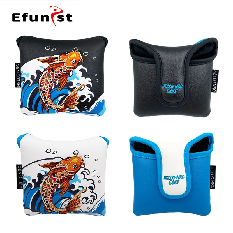 Golf Wood Cover Koi Pattern Driver Fairway Hybrid Waterproof Protector Head Cover PU Leather Soft Durable Golf Club Covers