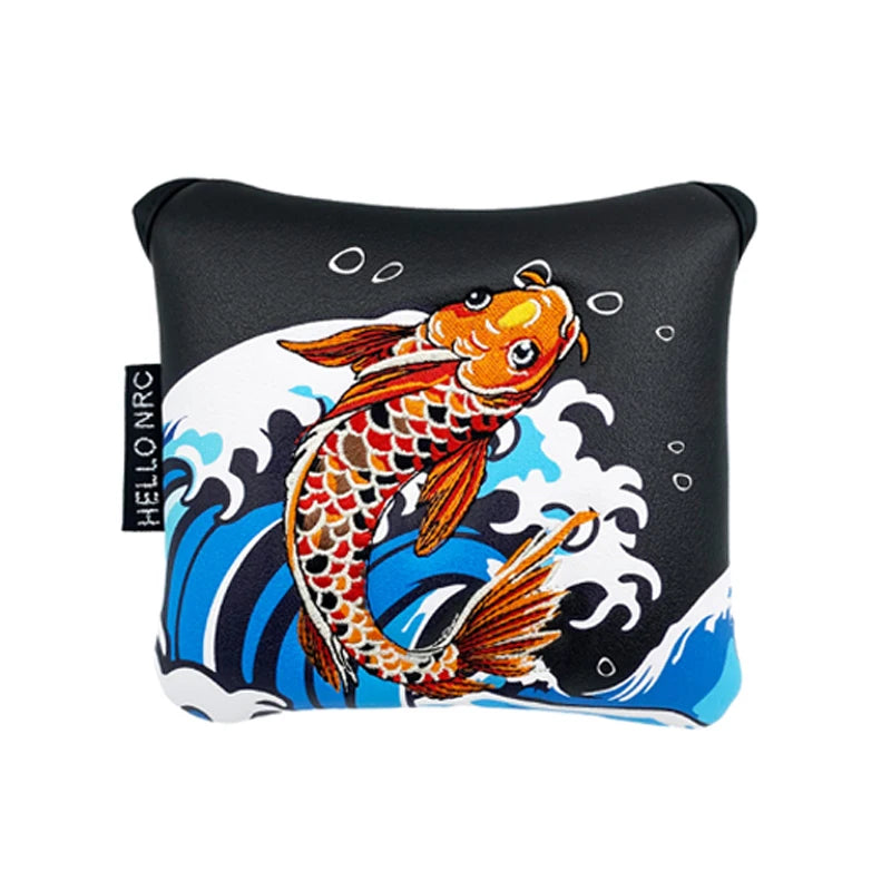 Golf Wood Cover Koi Pattern Driver Fairway Hybrid Waterproof Protector Head Cover PU Leather Soft Durable Golf Club Covers