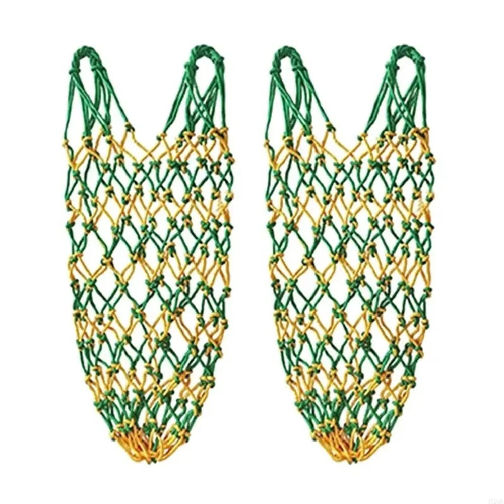 2 Pcs/Set Polyester Slow Feed Hay Net Hanging Large Capacity Horse Hay Bag 40inch Hay Feeder Bag Equestrian Accessory