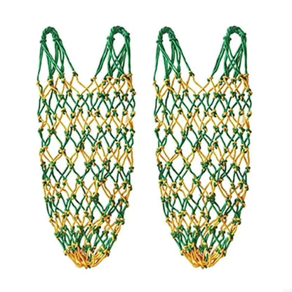 2 Pcs/Set Polyester Slow Feed Hay Net Hanging Large Capacity Horse Hay Bag 40inch Hay Feeder Bag Equestrian Accessory