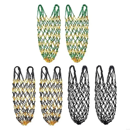 2 Pcs/Set Polyester Slow Feed Hay Net Hanging Large Capacity Horse Hay Bag 40inch Hay Feeder Bag Equestrian Accessory