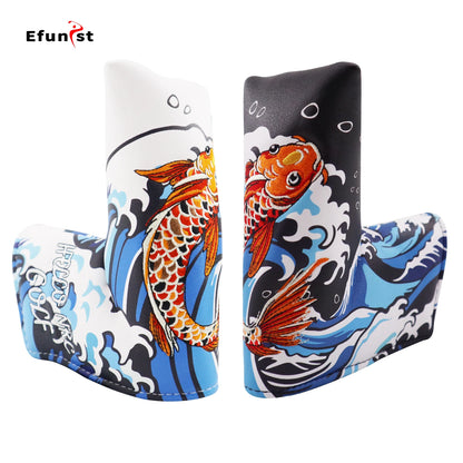 Golf Wood Cover Koi Pattern Driver Fairway Hybrid Waterproof Protector Head Cover PU Leather Soft Durable Golf Club Covers