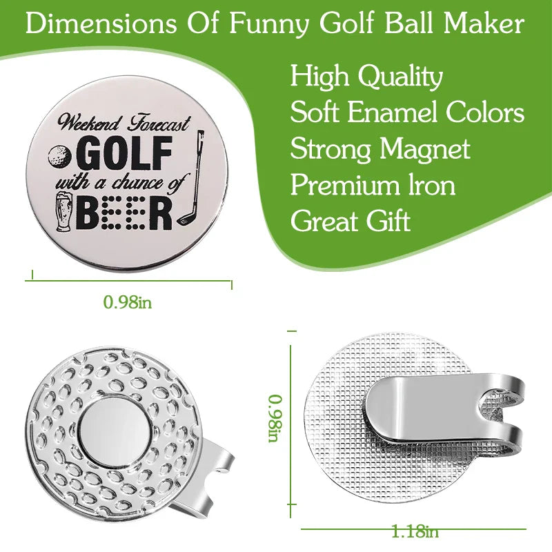 0.9 Inch Magnetic Golf Hat Clip with Ball Marker - Electroplated Metal Golf Training Aid Gift for Boys, Girls & Kids