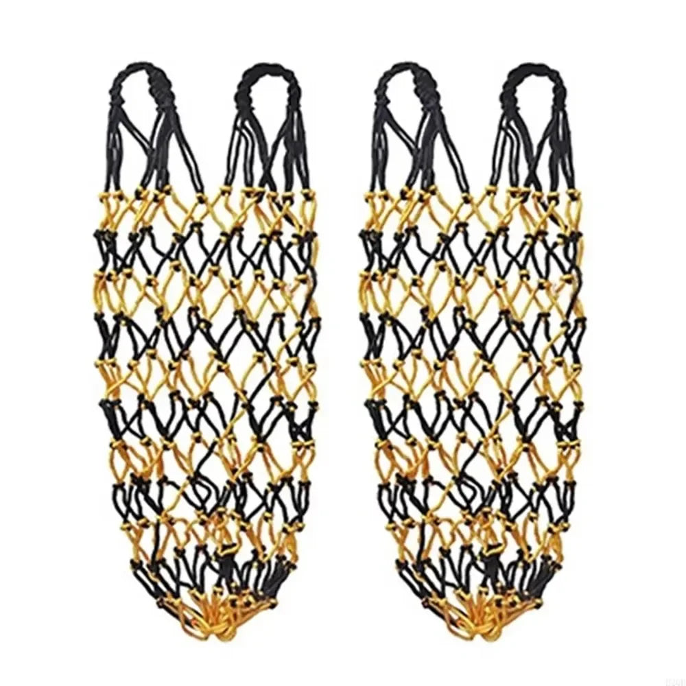 2 Pcs/Set Polyester Slow Feed Hay Net Hanging Large Capacity Horse Hay Bag 40inch Hay Feeder Bag Equestrian Accessory