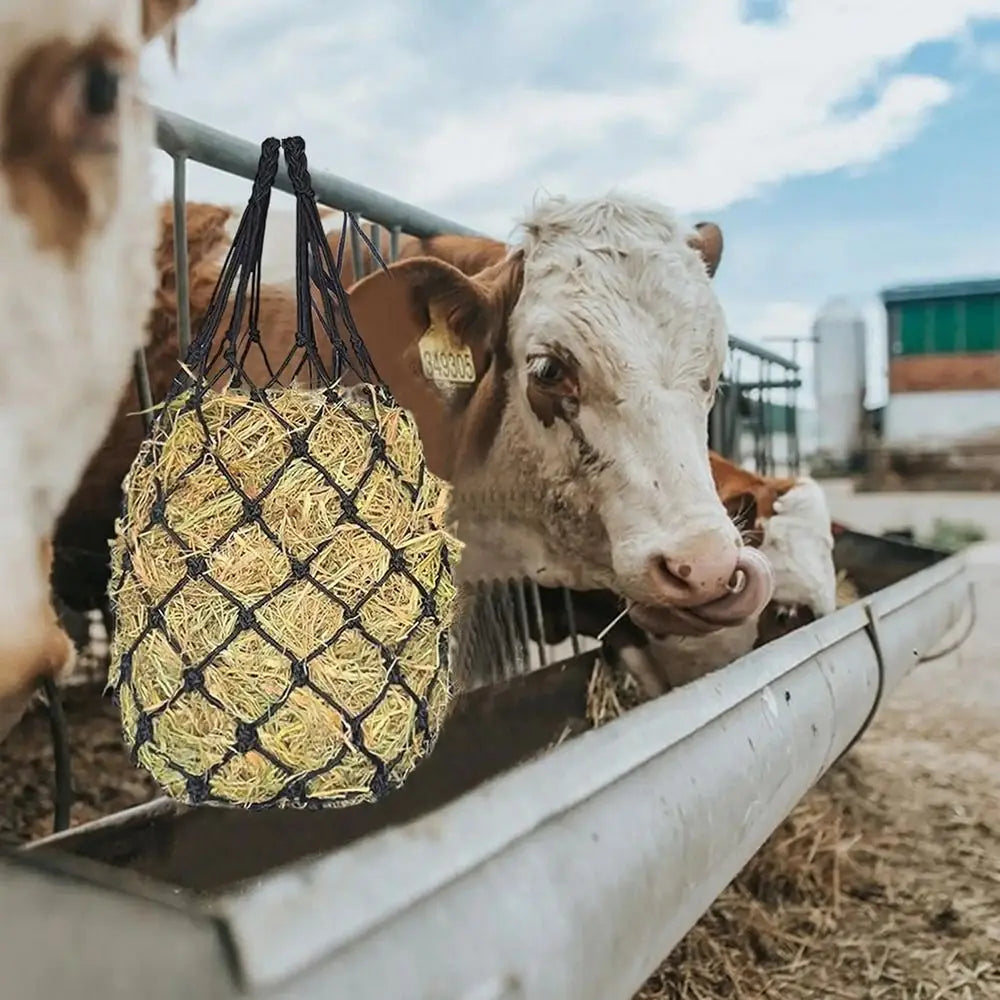 2 Pcs/Set Polyester Slow Feed Hay Net Hanging Large Capacity Horse Hay Bag 40inch Hay Feeder Bag Equestrian Accessory