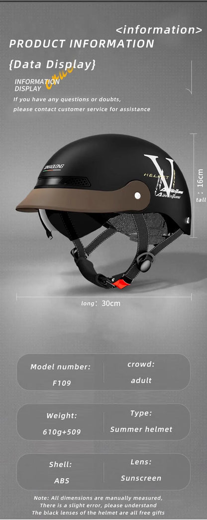 MOWK Motorcycle Vintage Half Helmet Summer Breathable Men Women Electric Jet Scooter Open Face Helmets Reflective Safety Helmets
