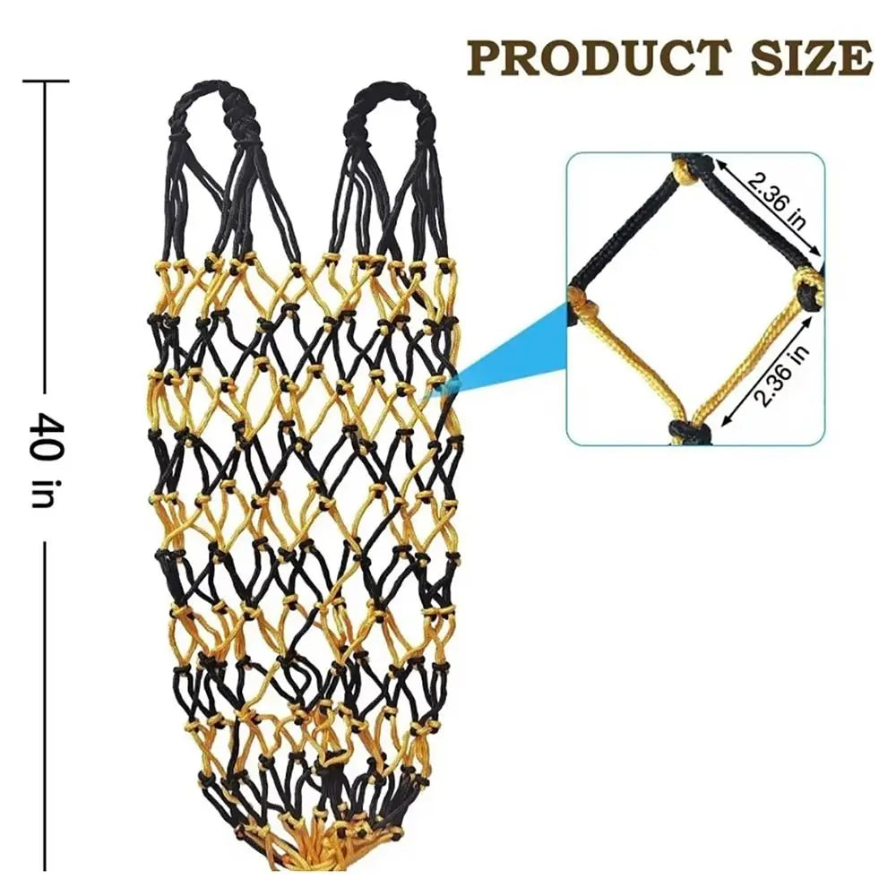2 Pcs/Set Polyester Slow Feed Hay Net Hanging Large Capacity Horse Hay Bag 40inch Hay Feeder Bag Equestrian Accessory