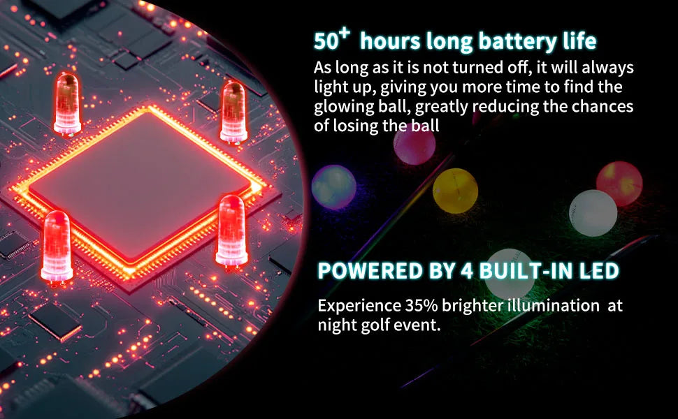 Glow in The Dark Golf Balls Light Activated 6-Color LED Night Balls and Storage Bag Funny Golf Gift Gift
