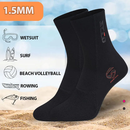 1.5MM Neoprene Diving Socks Men's Women's Swimming Warm Snorkeling Socks Water Sports Long Non-slip Wearable Beach Socks