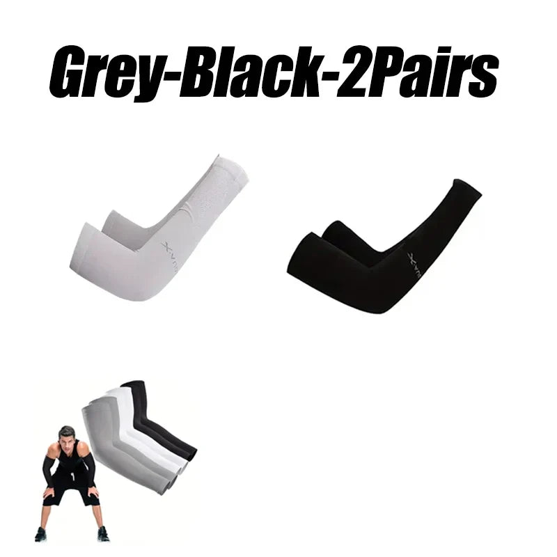 10 Pairs Summer Cycling Ice Silk Arm Sleeves - UV Protection Cooling Arm Covers for Running & Outdoor Sports - Fingerless Unisex