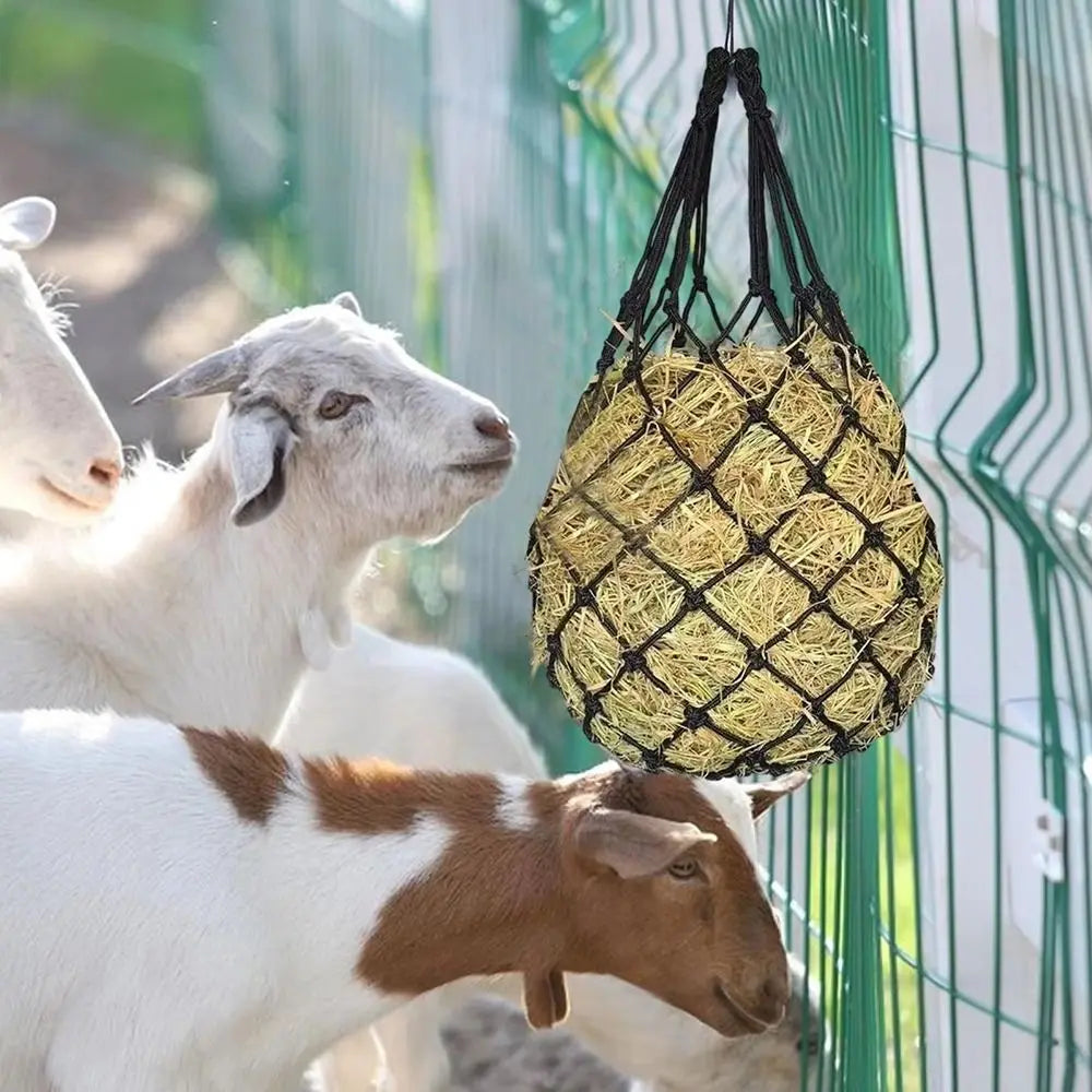 2 Pcs/Set Polyester Slow Feed Hay Net Hanging Large Capacity Horse Hay Bag 40inch Hay Feeder Bag Equestrian Accessory