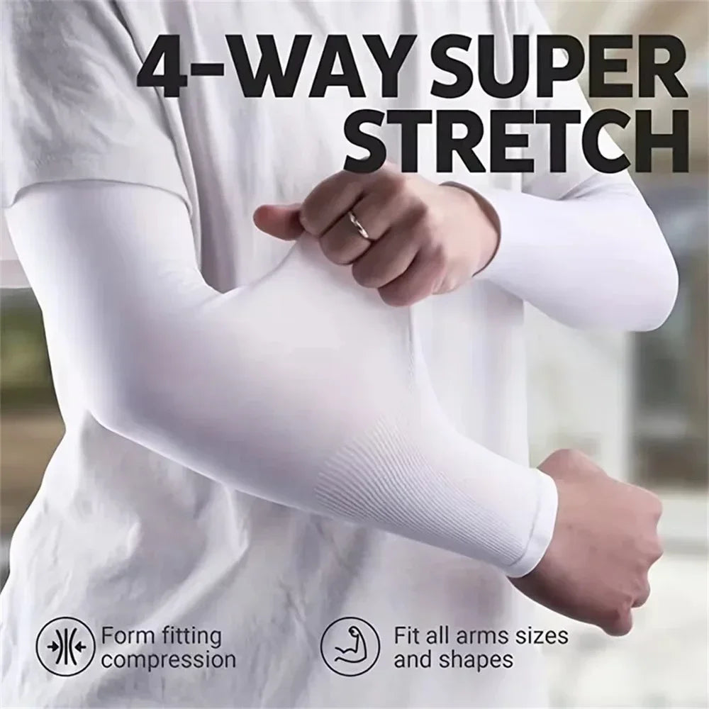 10 Pairs Summer Cycling Ice Silk Arm Sleeves - UV Protection Cooling Arm Covers for Running & Outdoor Sports - Fingerless Unisex