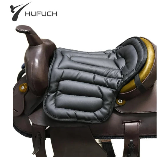 Western Equestrian Saddle Pad - Artificial Leather Shock-Absorbing Soft Seat Cushion for Horse Riding & Motorcycles