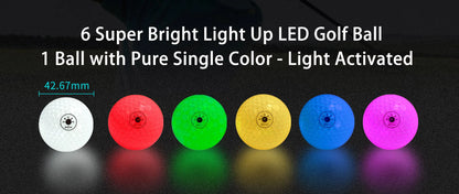Glow in The Dark Golf Balls Light Activated 6-Color LED Night Balls and Storage Bag Funny Golf Gift Gift
