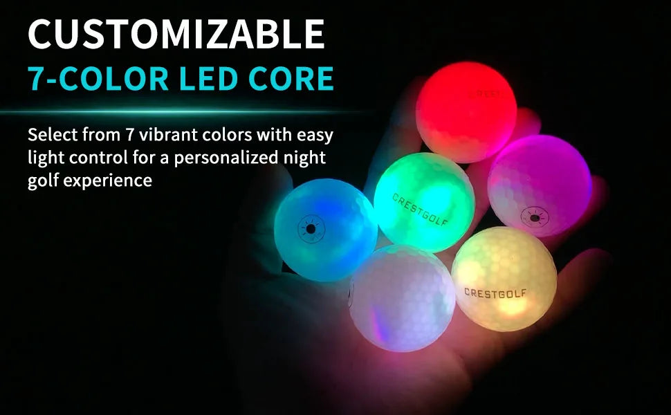 Glow in The Dark Golf Balls Light Activated 6-Color LED Night Balls and Storage Bag Funny Golf Gift Gift