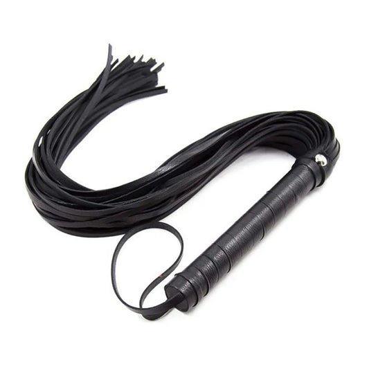 Black PU Leather Horse Riding Crop Whip - Equestrian Racing Equipment