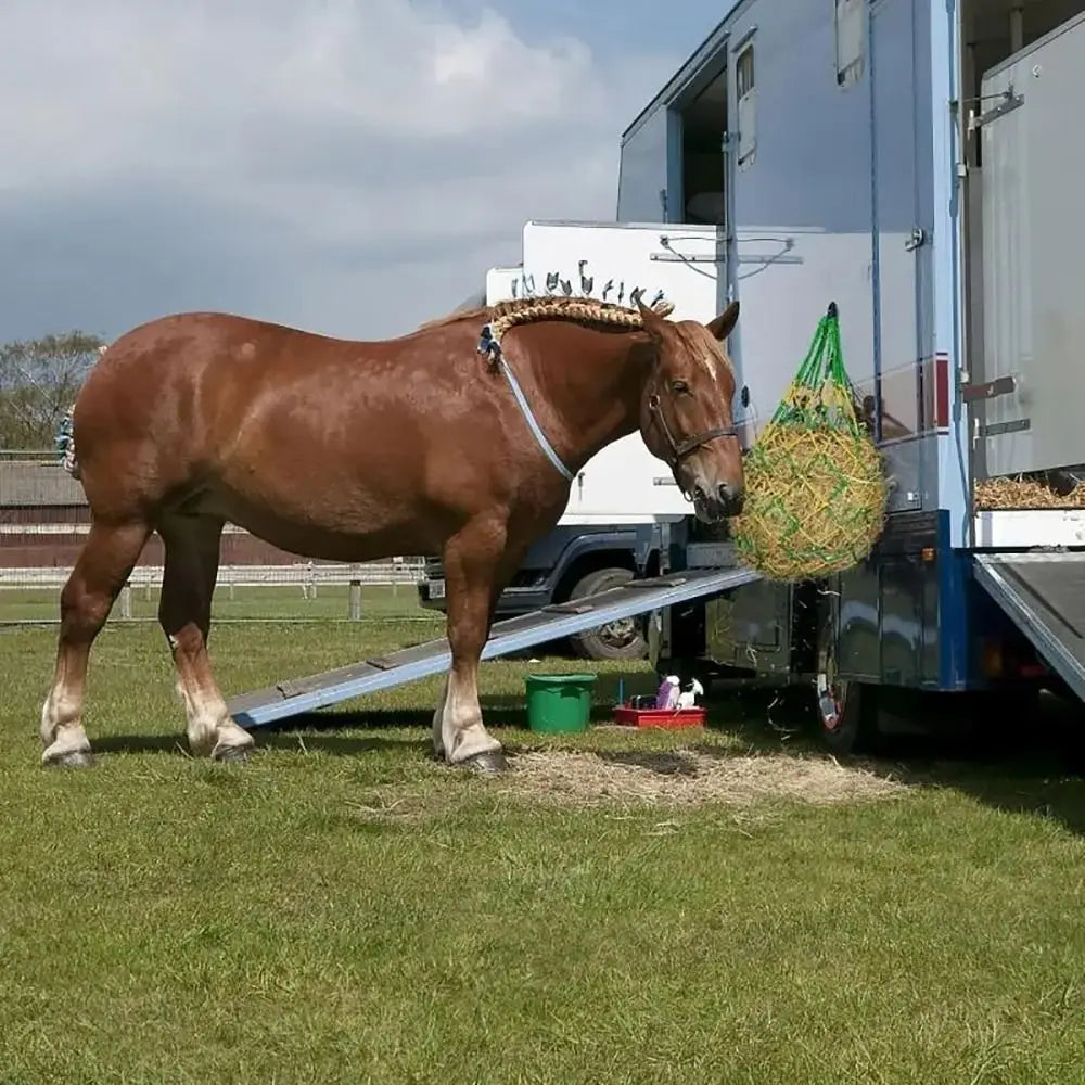 2 Pcs/Set Polyester Slow Feed Hay Net Hanging Large Capacity Horse Hay Bag 40inch Hay Feeder Bag Equestrian Accessory