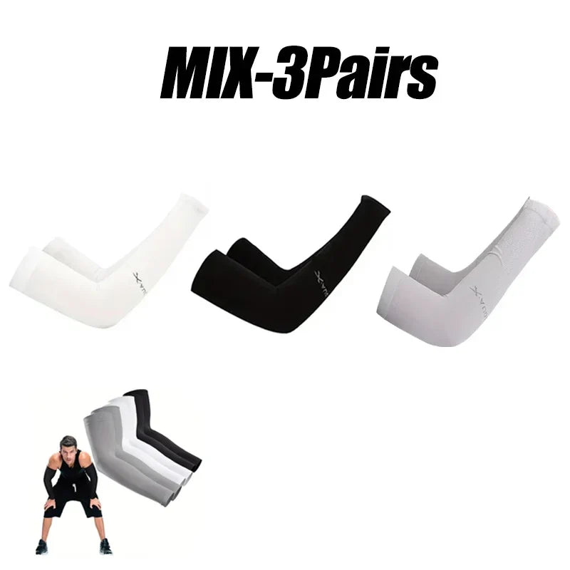 10 Pairs Summer Cycling Ice Silk Arm Sleeves - UV Protection Cooling Arm Covers for Running & Outdoor Sports - Fingerless Unisex