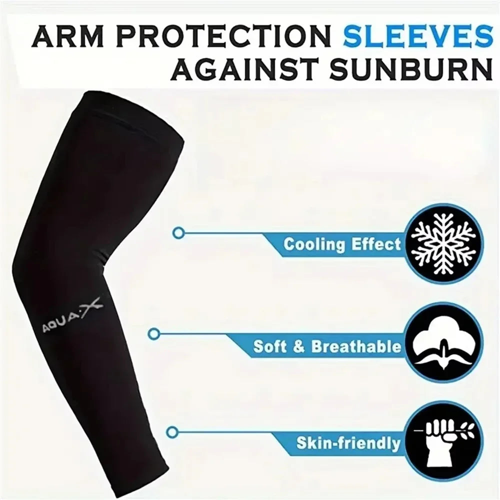 10 Pairs Summer Cycling Ice Silk Arm Sleeves - UV Protection Cooling Arm Covers for Running & Outdoor Sports - Fingerless Unisex