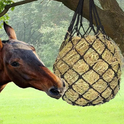 2 Pcs/Set Polyester Slow Feed Hay Net Hanging Large Capacity Horse Hay Bag 40inch Hay Feeder Bag Equestrian Accessory