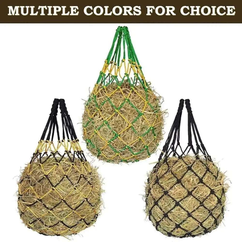 2 Pcs/Set Polyester Slow Feed Hay Net Hanging Large Capacity Horse Hay Bag 40inch Hay Feeder Bag Equestrian Accessory