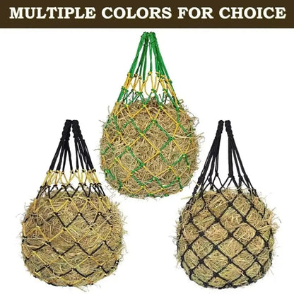 2 Pcs/Set Polyester Slow Feed Hay Net Hanging Large Capacity Horse Hay Bag 40inch Hay Feeder Bag Equestrian Accessory