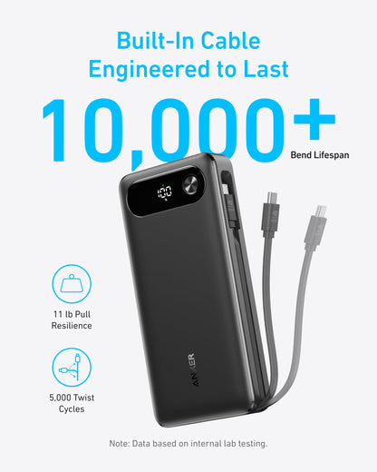 Anker Power Bank (20K, 87W, Built-In USB-C Cable)